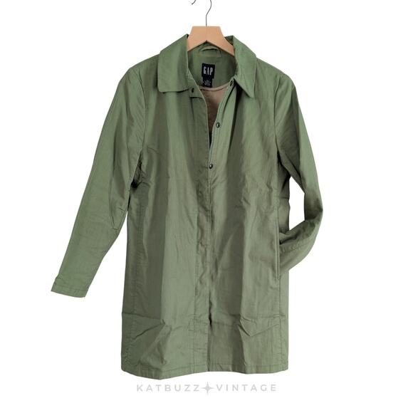 Vintage Y2K Gap Jacket XS Green Cotton Lightweight Coat Preppy Classic Mid Zip - Picture 1 of 9